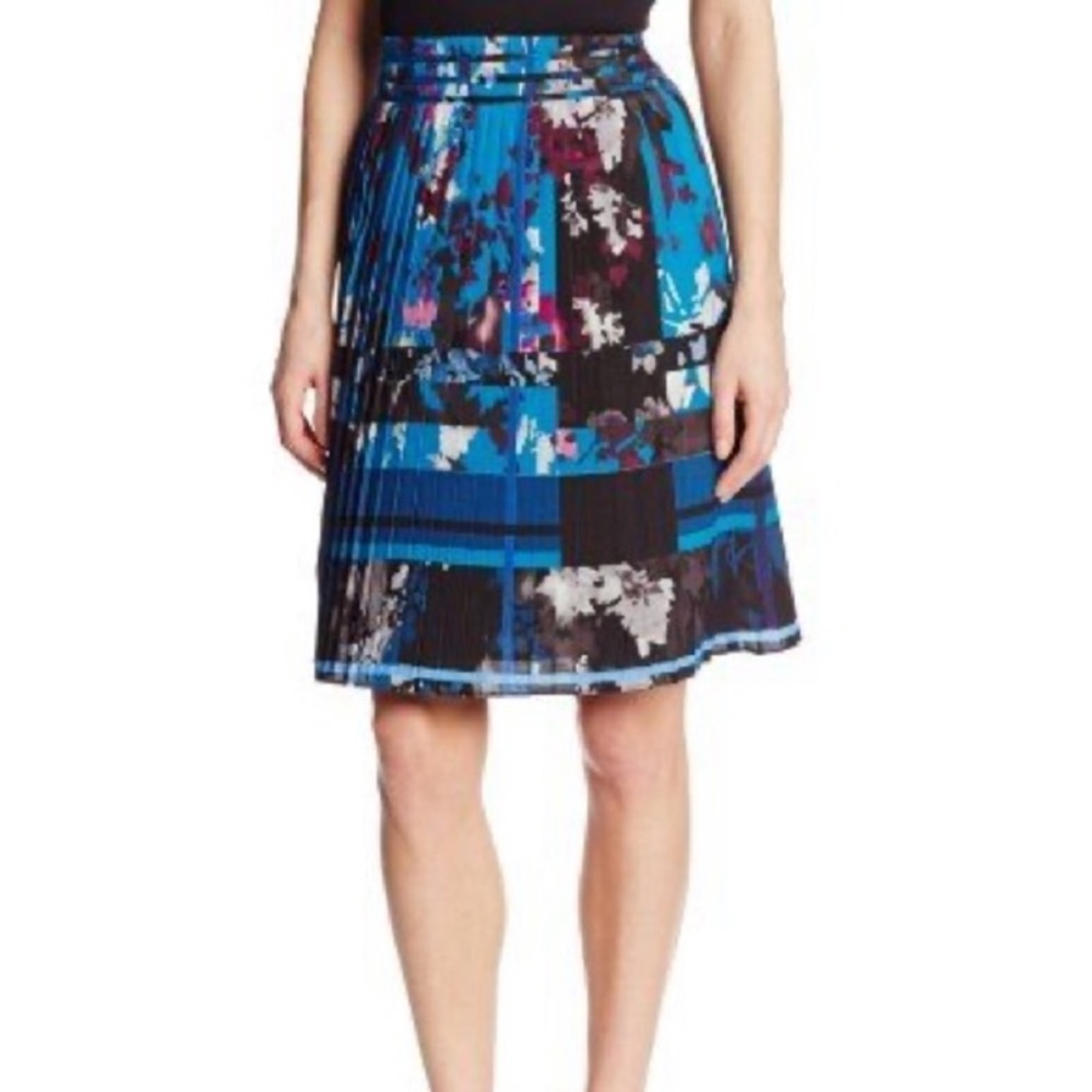 Adrianna Papell Placement Pleated Skirt Floral